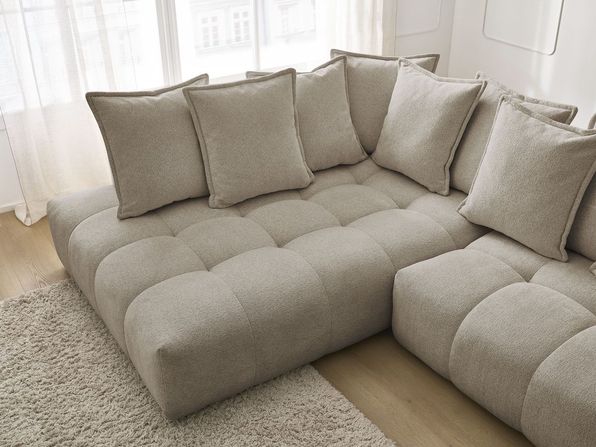 Canapé d'angle L convertible coffre EVEREST tissu chiné