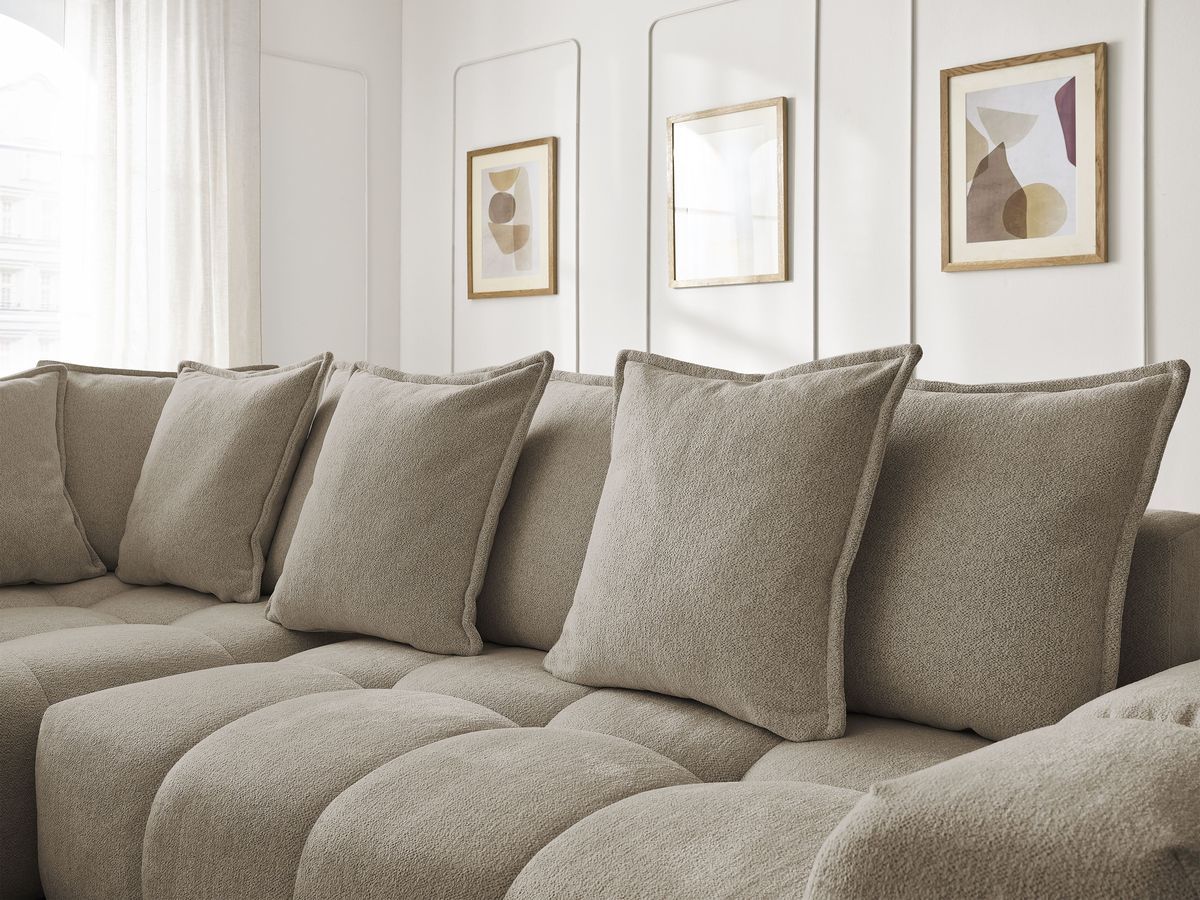 Canapé d'angle L convertible coffre EVEREST tissu chiné