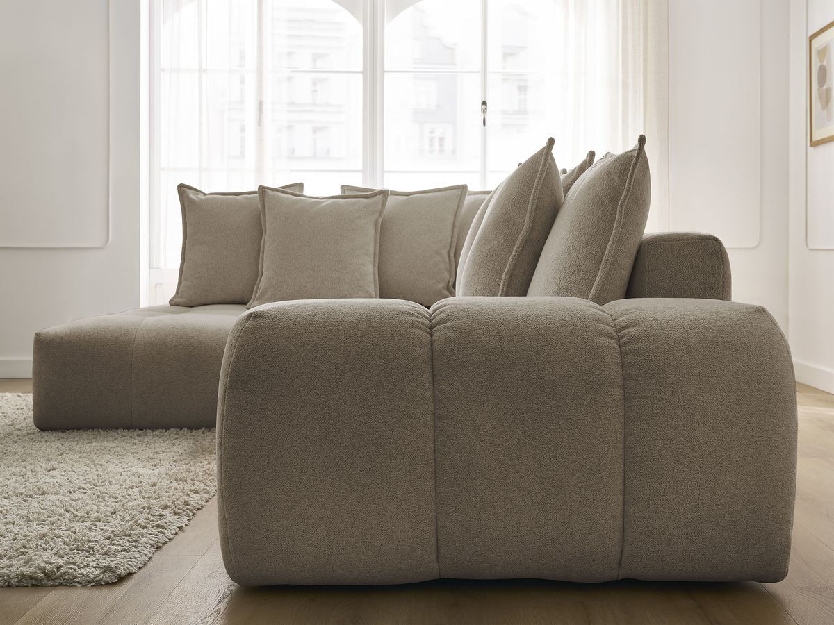 Canapé d'angle L convertible coffre EVEREST tissu chiné