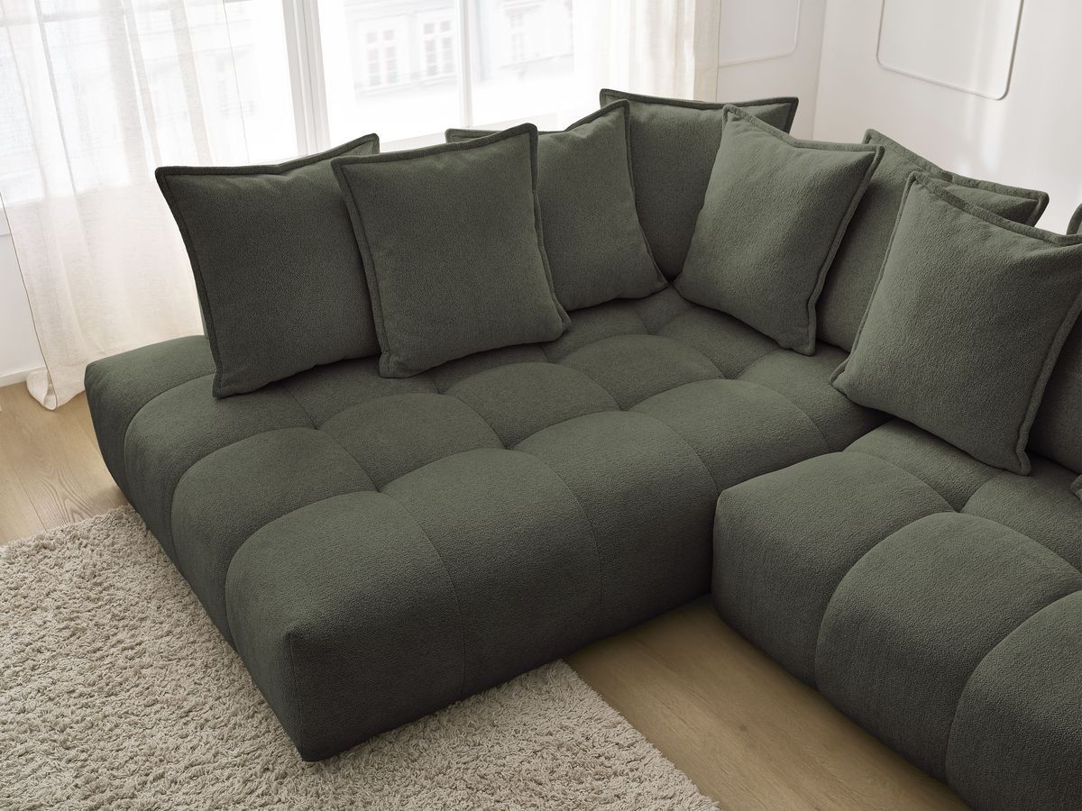 Canapé d'angle L convertible coffre EVEREST tissu chiné