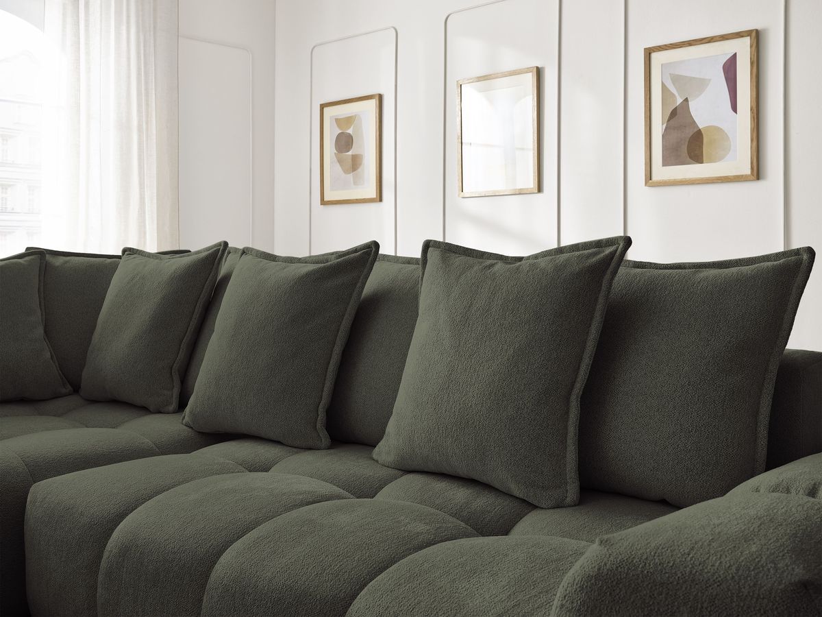 Canapé d'angle L convertible coffre EVEREST tissu chiné