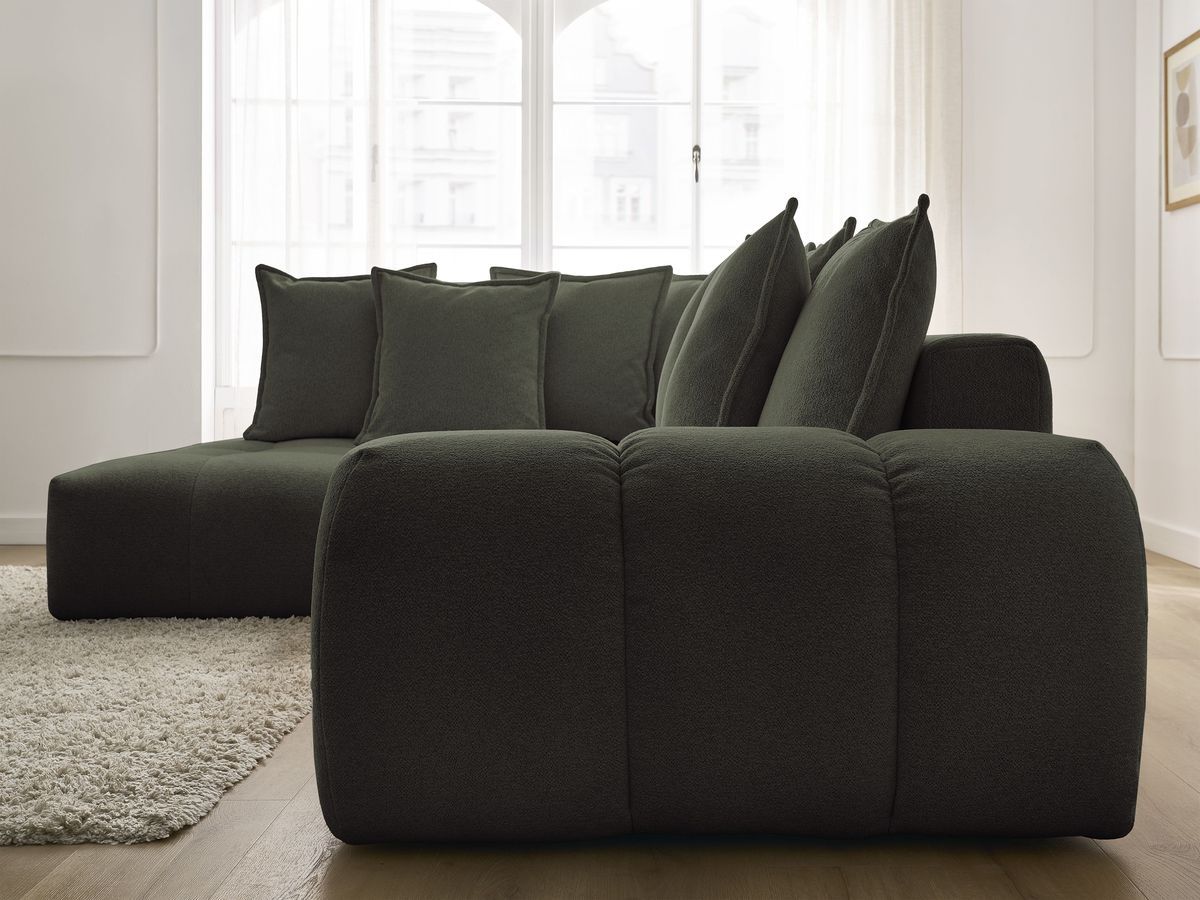 Canapé d'angle L convertible coffre EVEREST tissu chiné