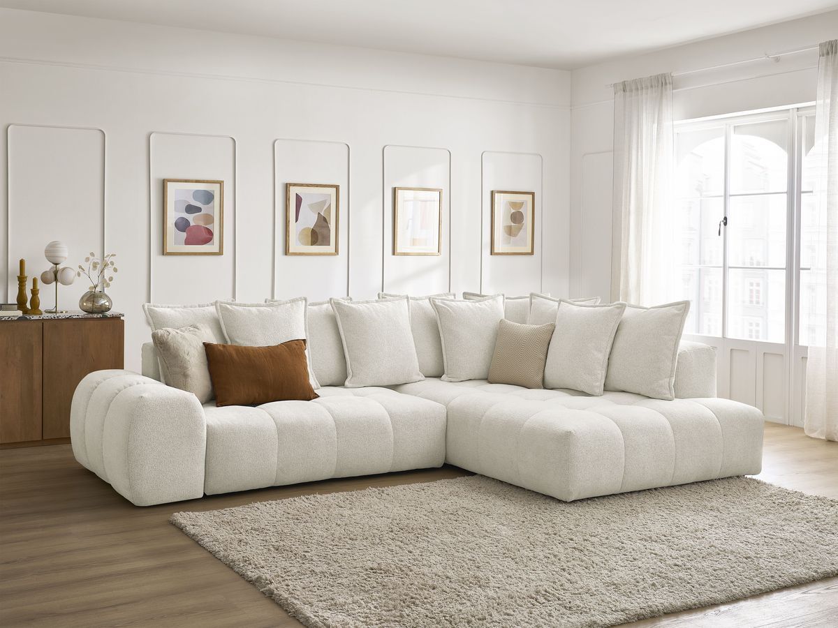 Canapé d'angle L convertible coffre EVEREST tissu chiné