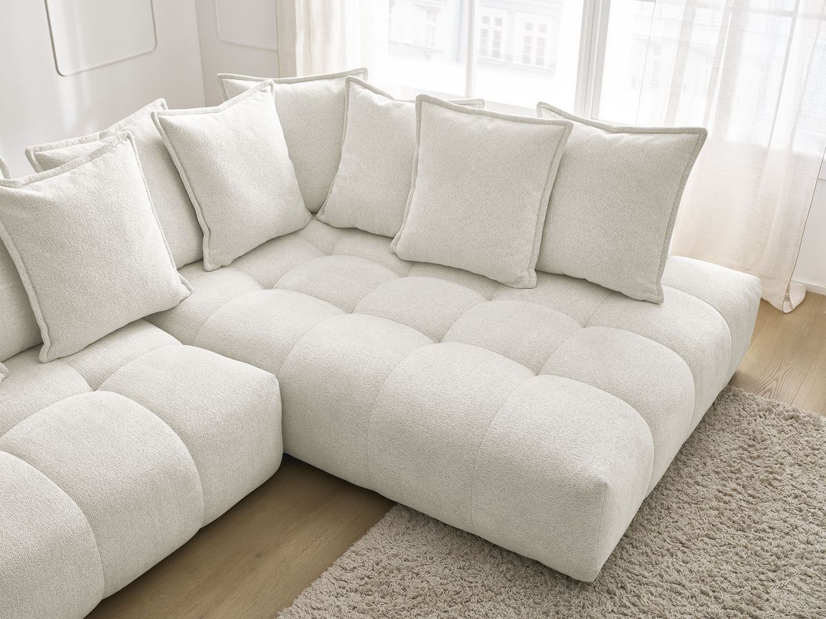 Canapé d'angle L convertible coffre EVEREST tissu chiné