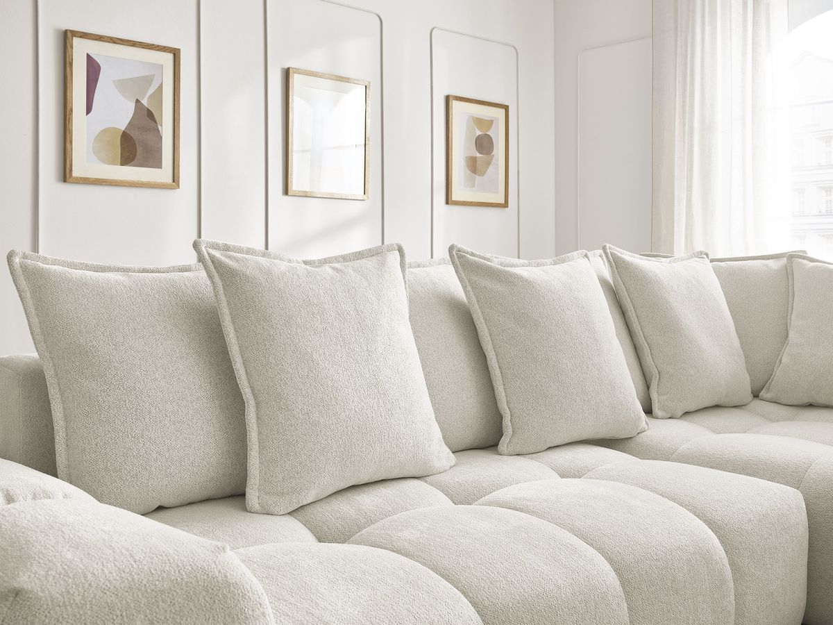Canapé d'angle L convertible coffre EVEREST tissu chiné