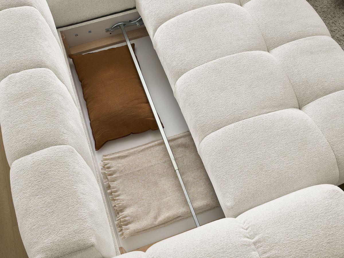 Canapé d'angle L convertible coffre EVEREST tissu chiné
