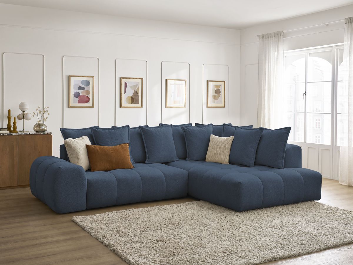 Canapé d'angle L convertible coffre EVEREST tissu chiné