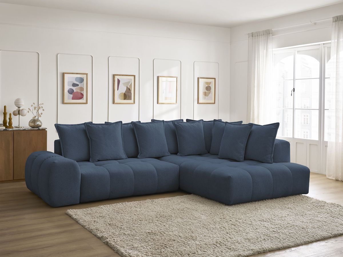 Canapé d'angle L convertible coffre EVEREST tissu chiné
