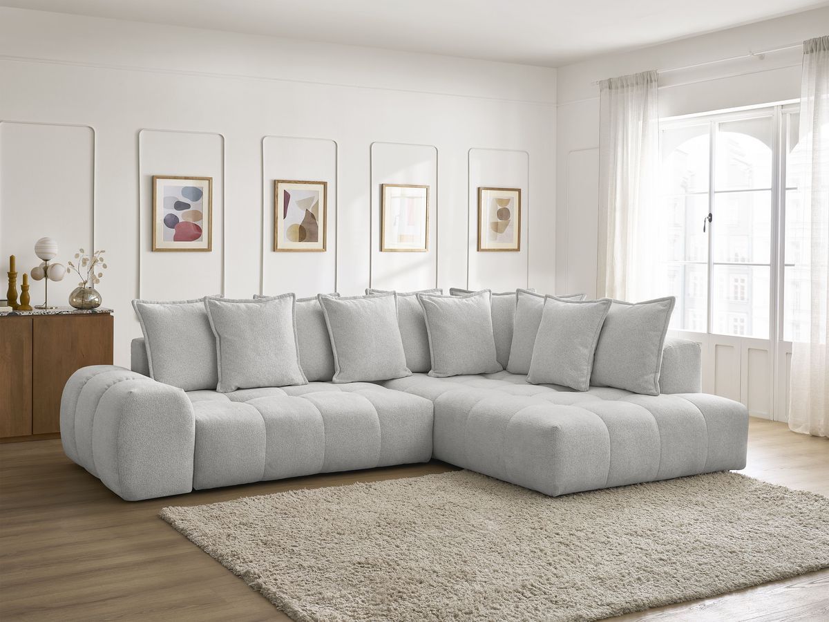Canapé d'angle L convertible coffre EVEREST tissu chiné