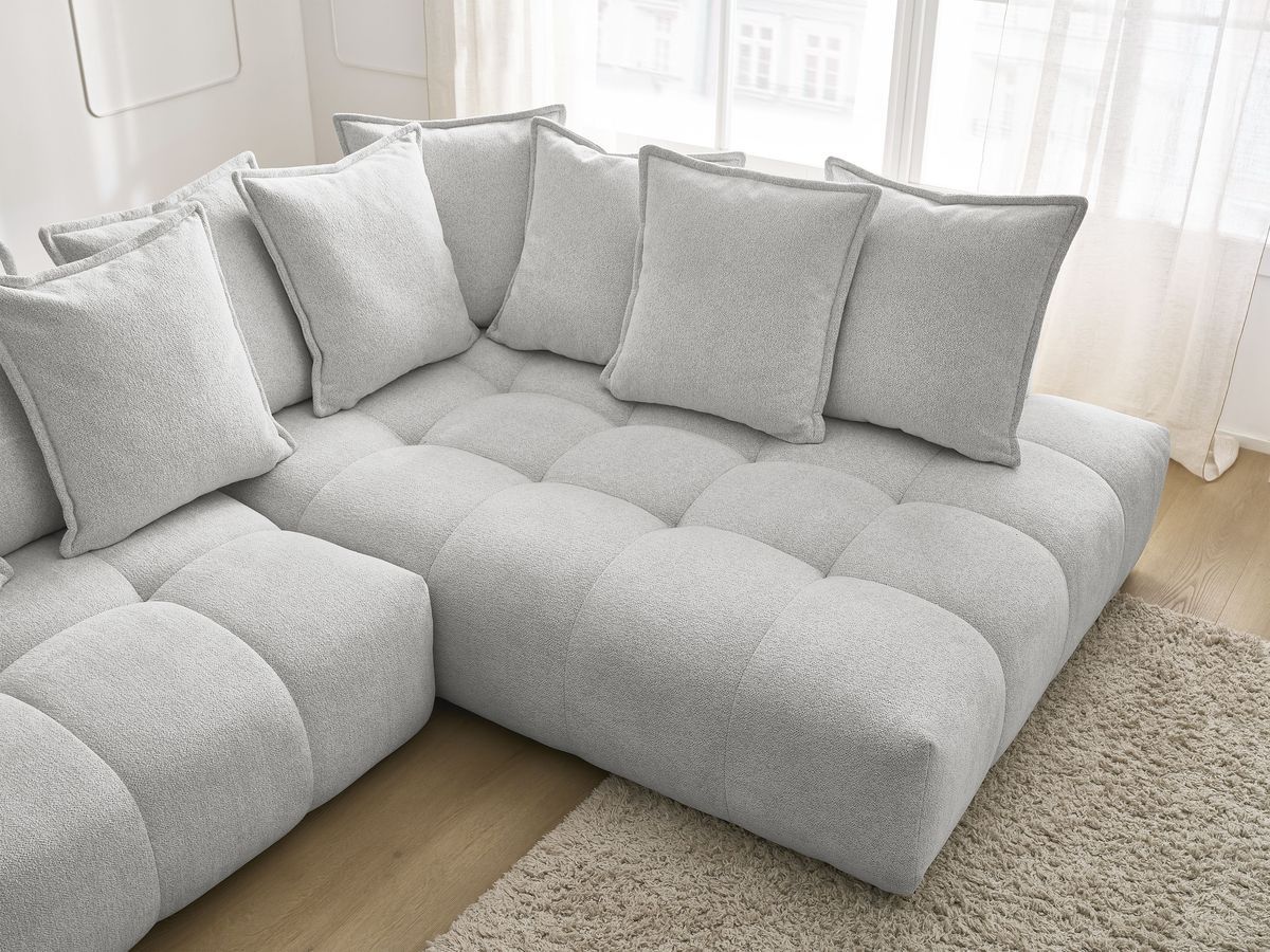 Canapé d'angle L convertible coffre EVEREST tissu chiné
