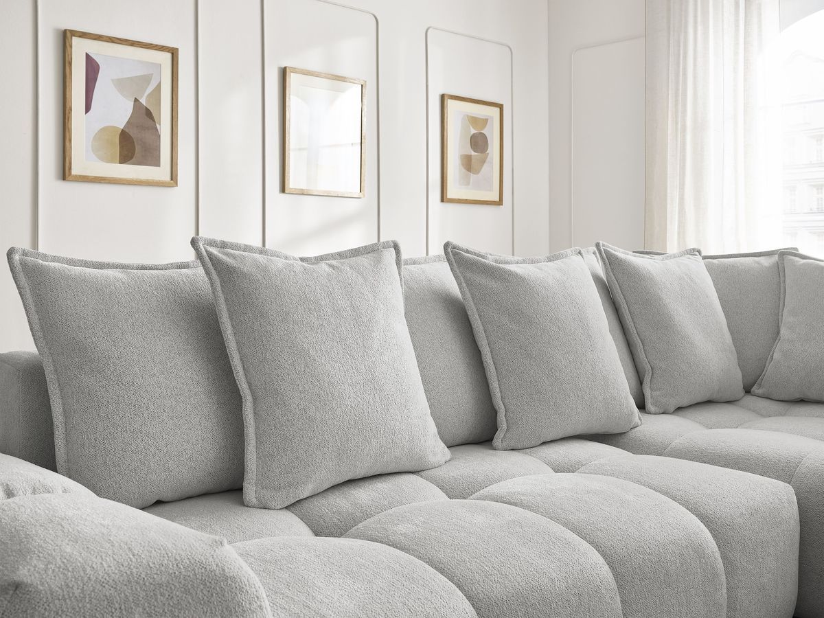 Canapé d'angle L convertible coffre EVEREST tissu chiné