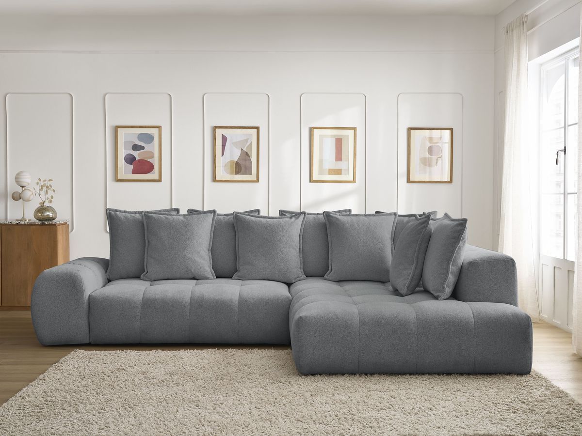 Canapé d'angle L convertible coffre EVEREST tissu chiné