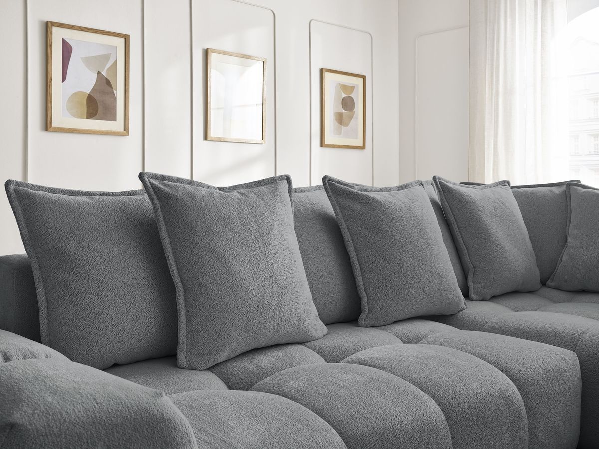 Canapé d'angle L convertible coffre EVEREST tissu chiné