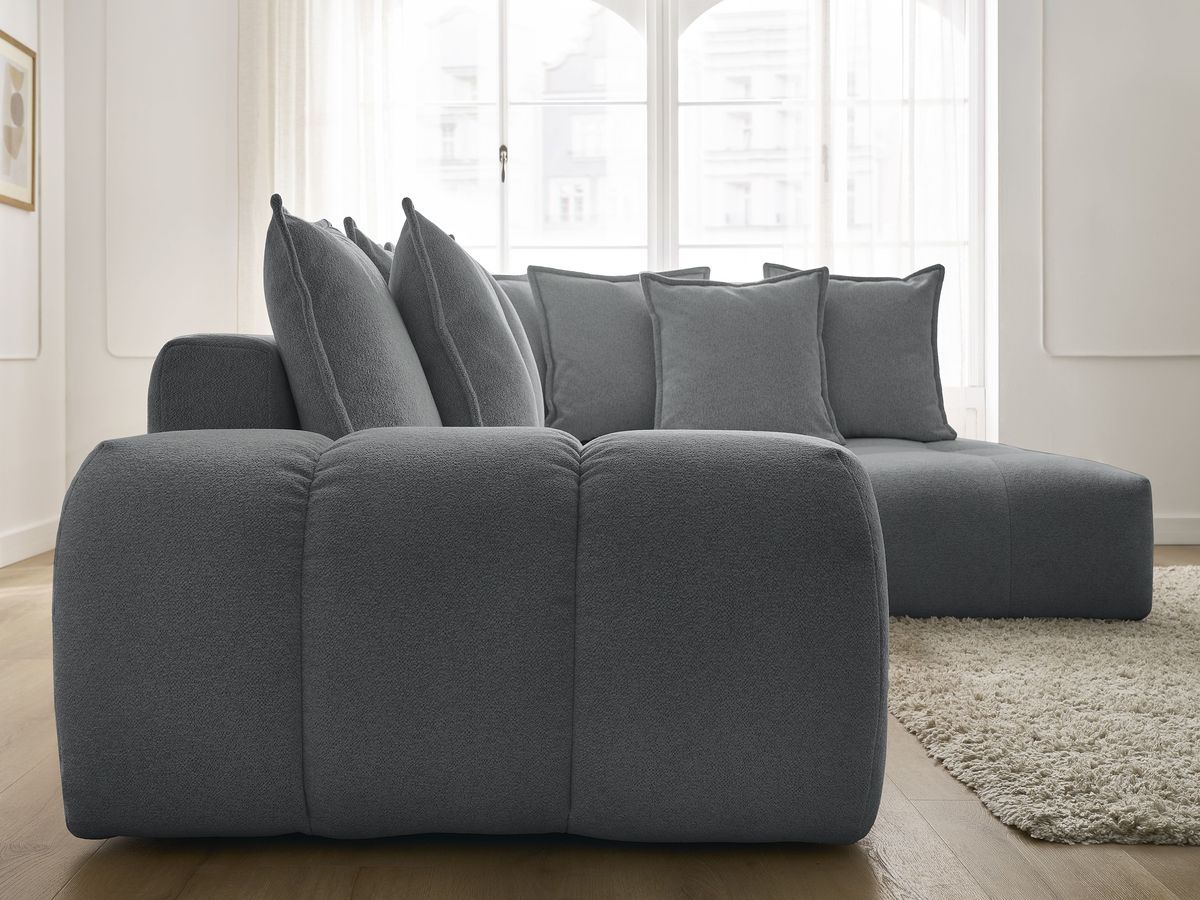 Canapé d'angle L convertible coffre EVEREST tissu chiné