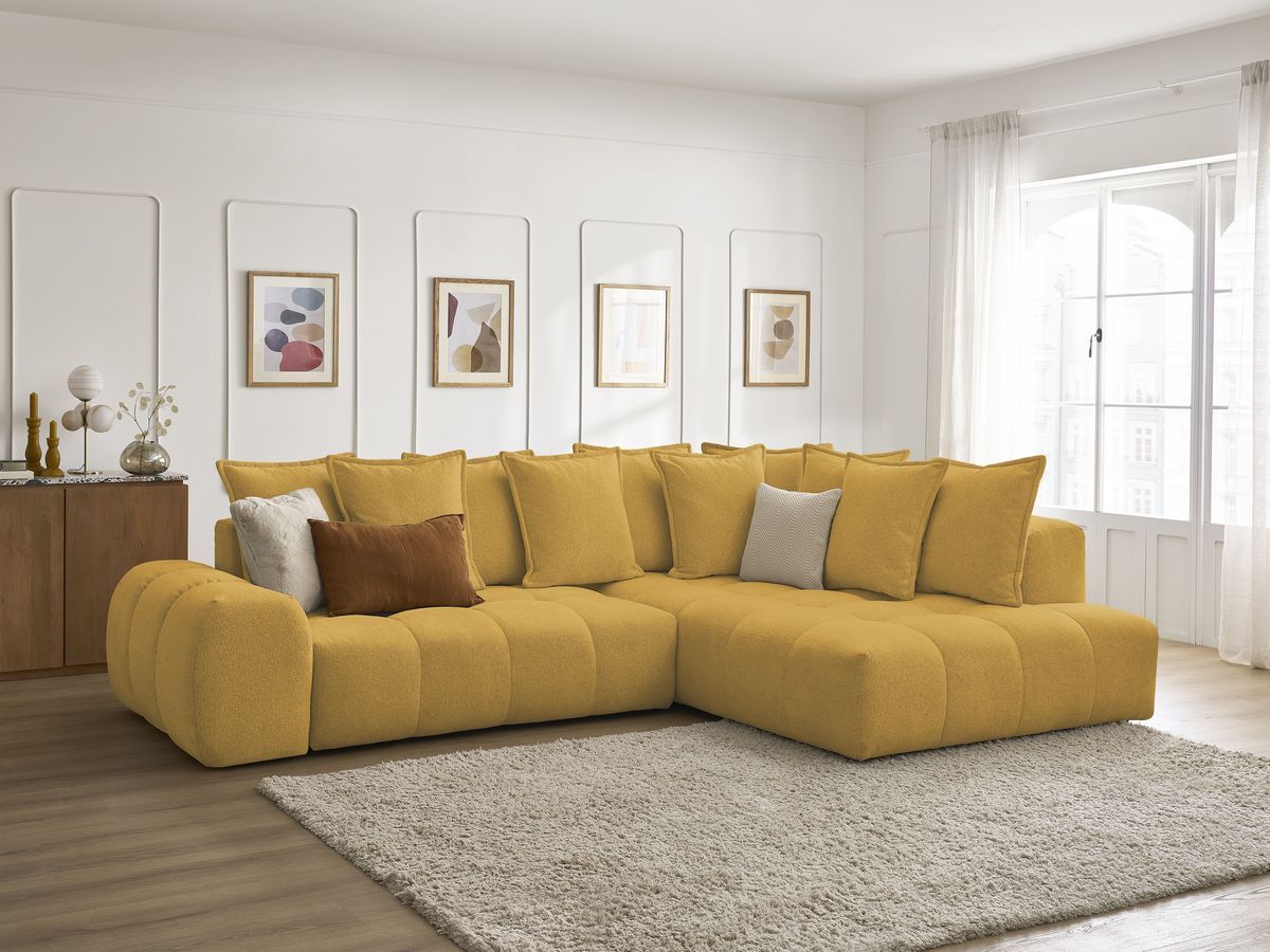 Canapé d'angle L convertible coffre EVEREST tissu chiné