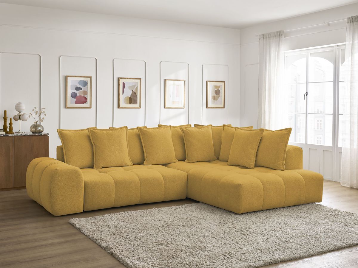 Canapé d'angle L convertible coffre EVEREST tissu chiné