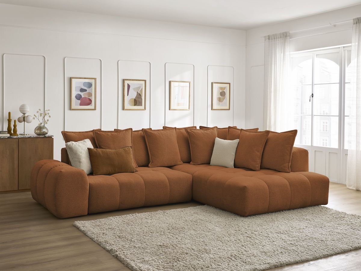 Canapé d'angle L convertible coffre EVEREST tissu chiné