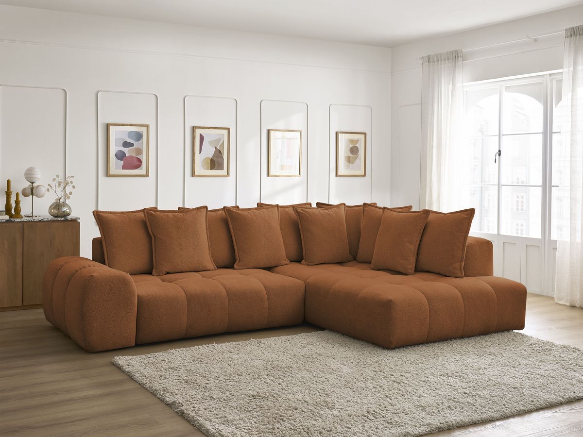 Canapé d'angle L convertible coffre EVEREST tissu chiné