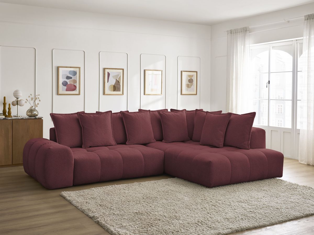 Canapé d'angle L convertible coffre EVEREST tissu chiné