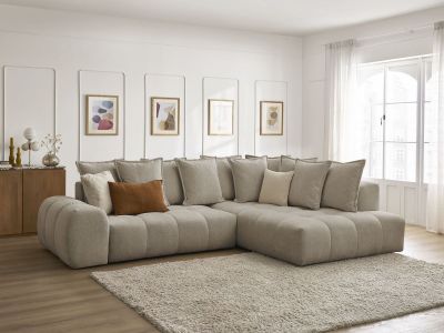 Canapé d'angle L convertible coffre EVEREST tissu chiné