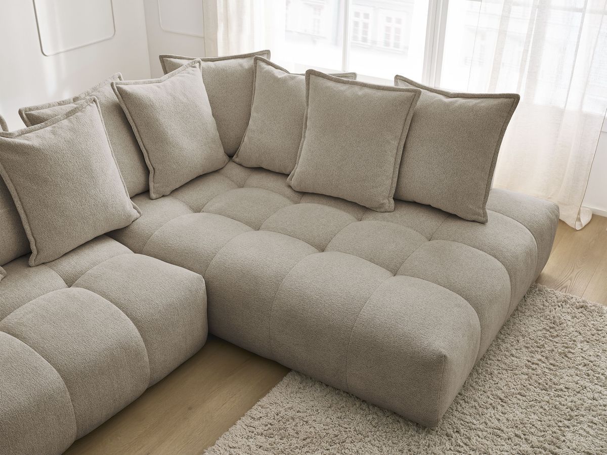 Canapé d'angle L convertible coffre EVEREST tissu chiné