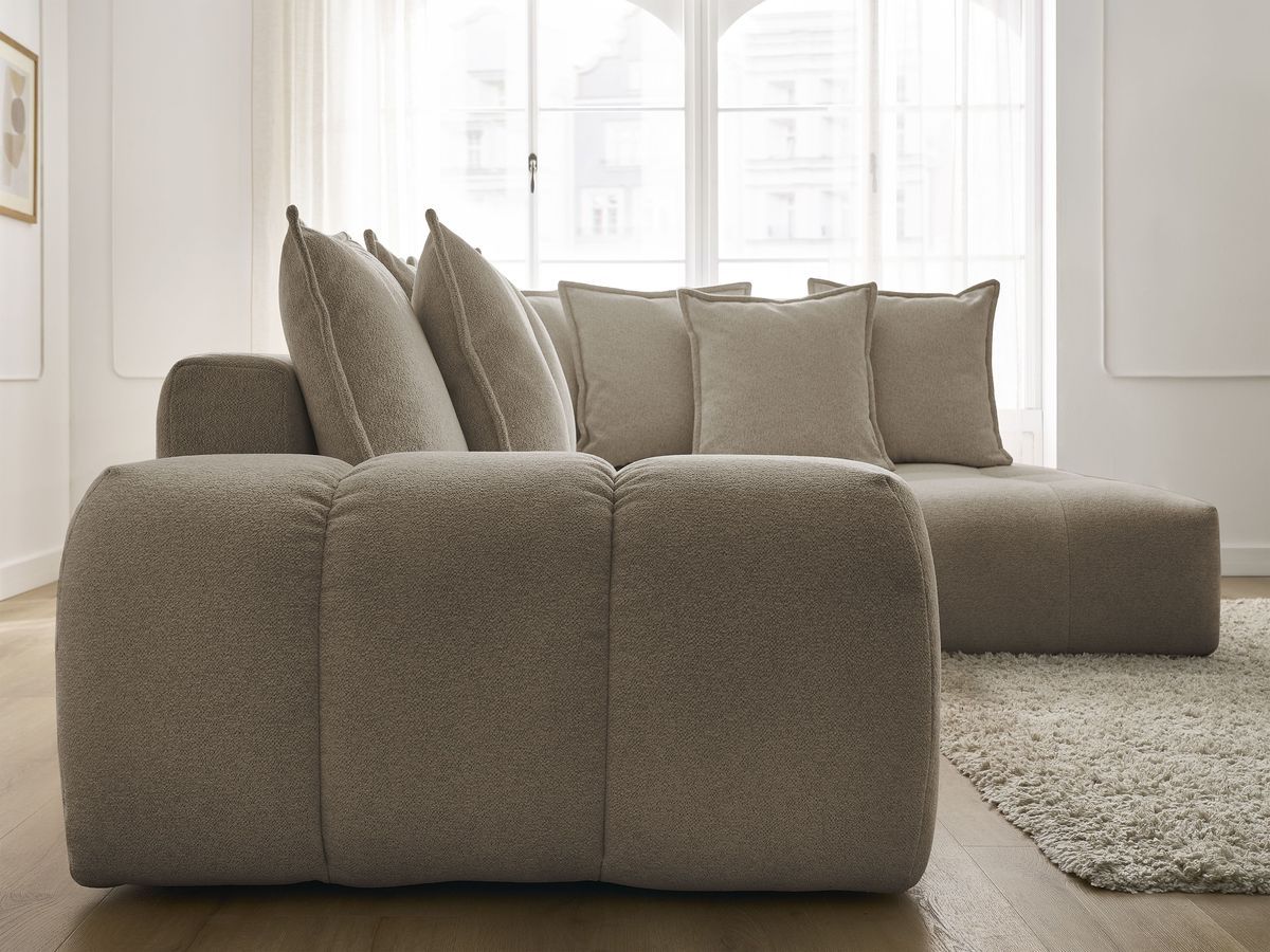 Canapé d'angle L convertible coffre EVEREST tissu chiné