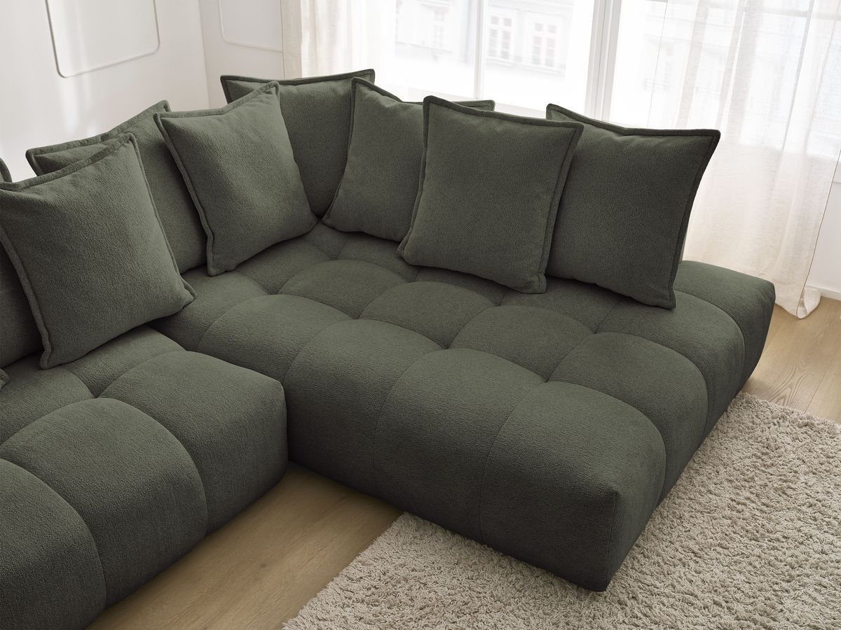 Canapé d'angle L convertible coffre EVEREST tissu chiné