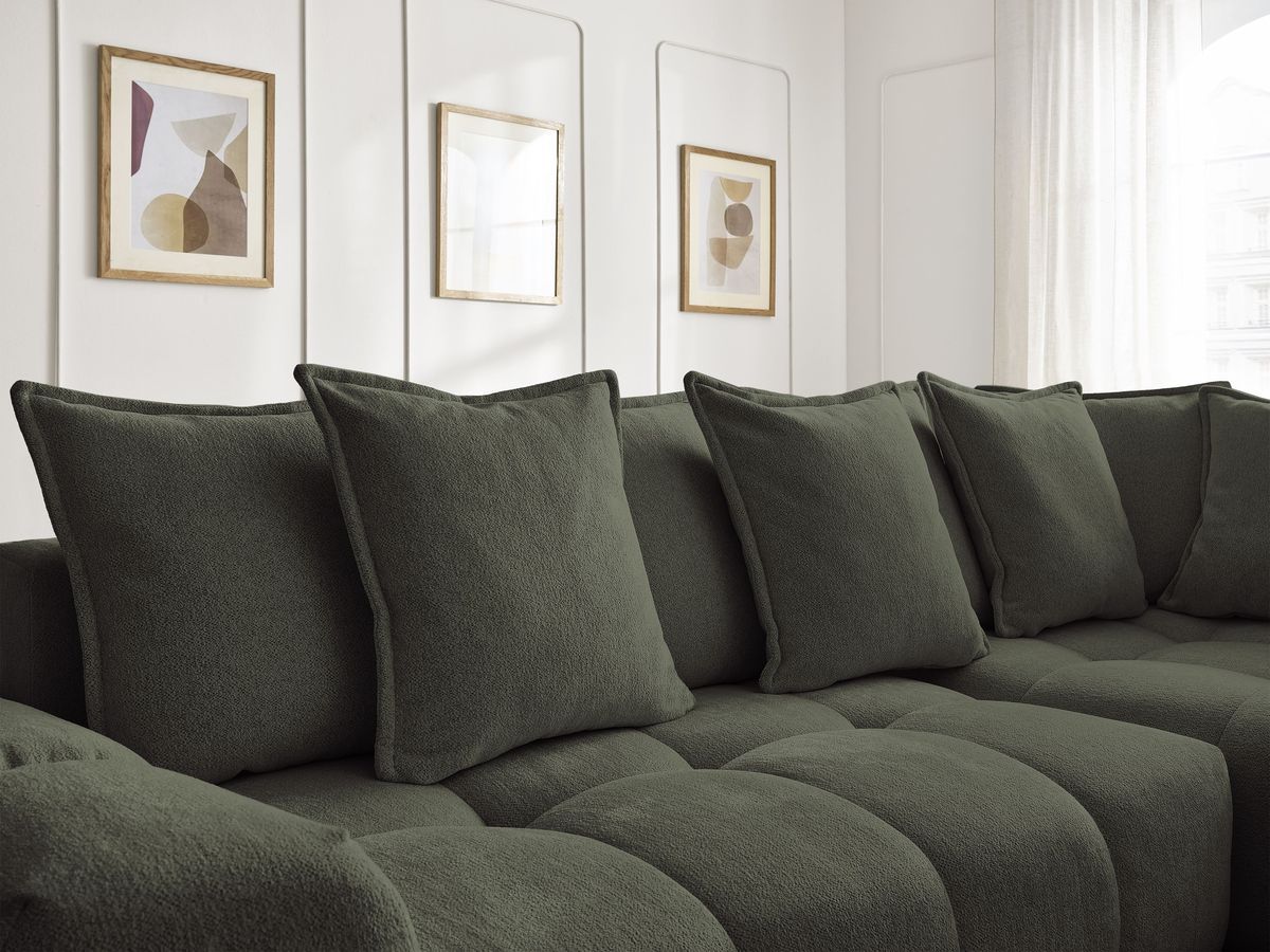 Canapé d'angle L convertible coffre EVEREST tissu chiné