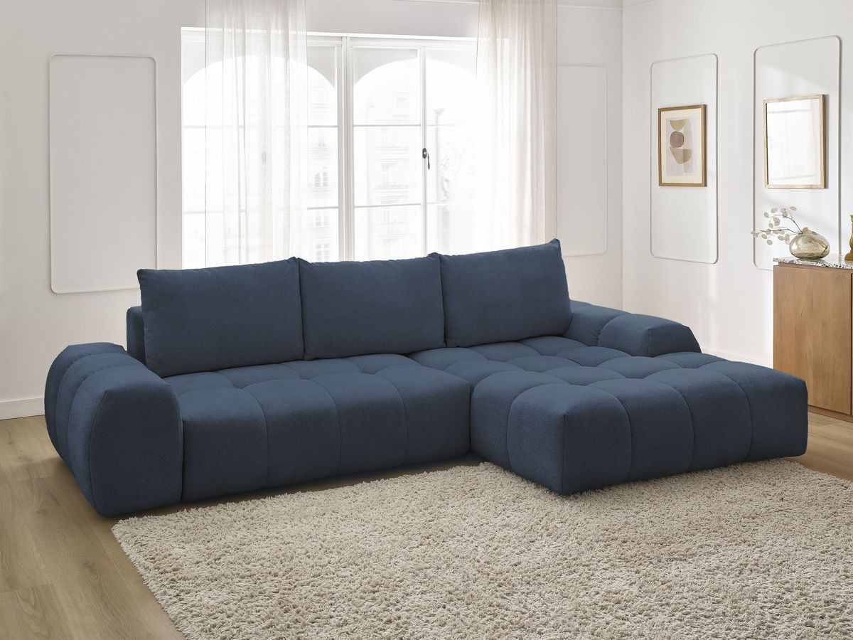 Canapé d'angle convertible coffre EVEREST tissu chiné