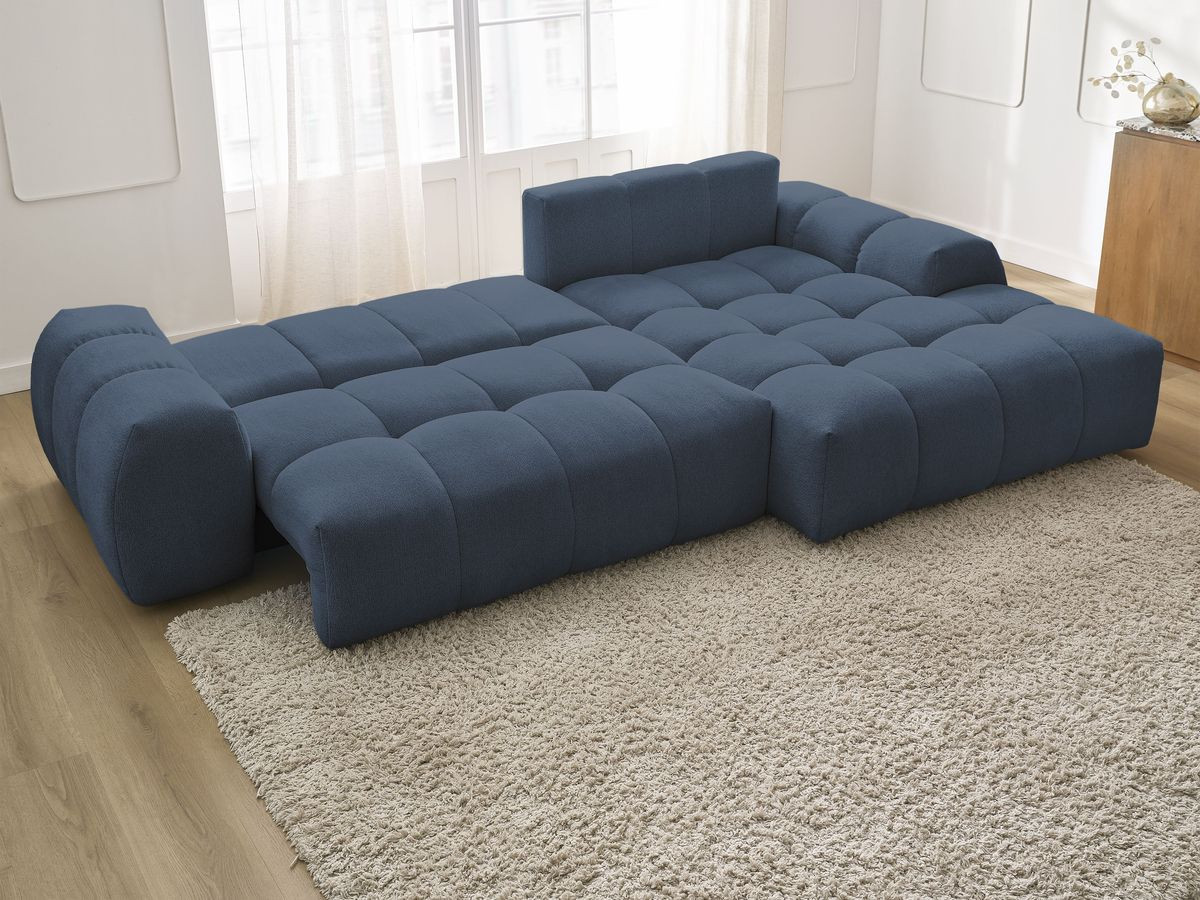 Canapé d'angle convertible coffre EVEREST tissu chiné