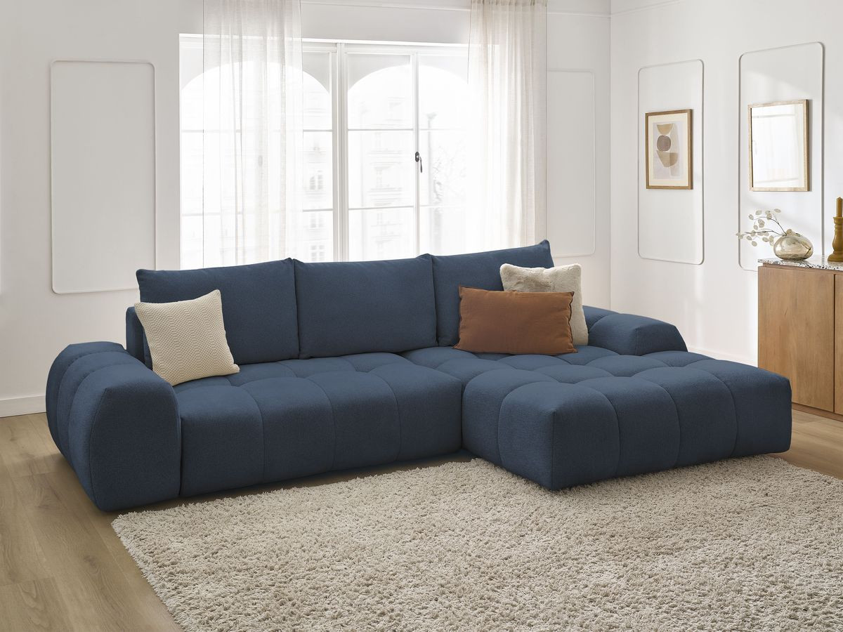 Canapé d'angle convertible coffre EVEREST tissu chiné