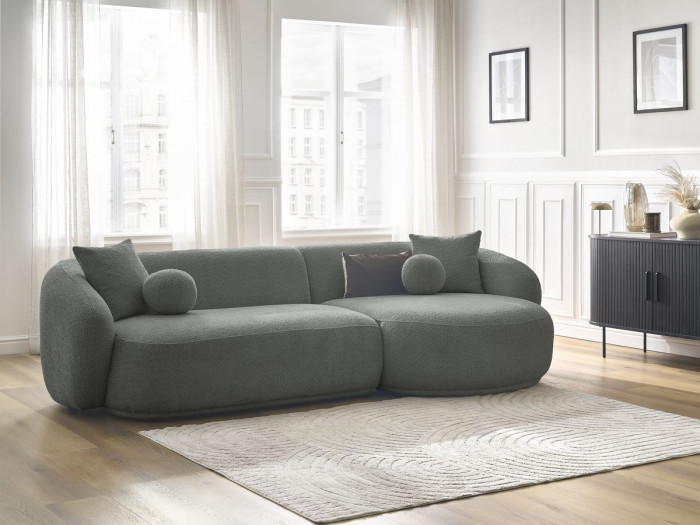 Canapé d'angle fixe ASHLEY tissu bouclette