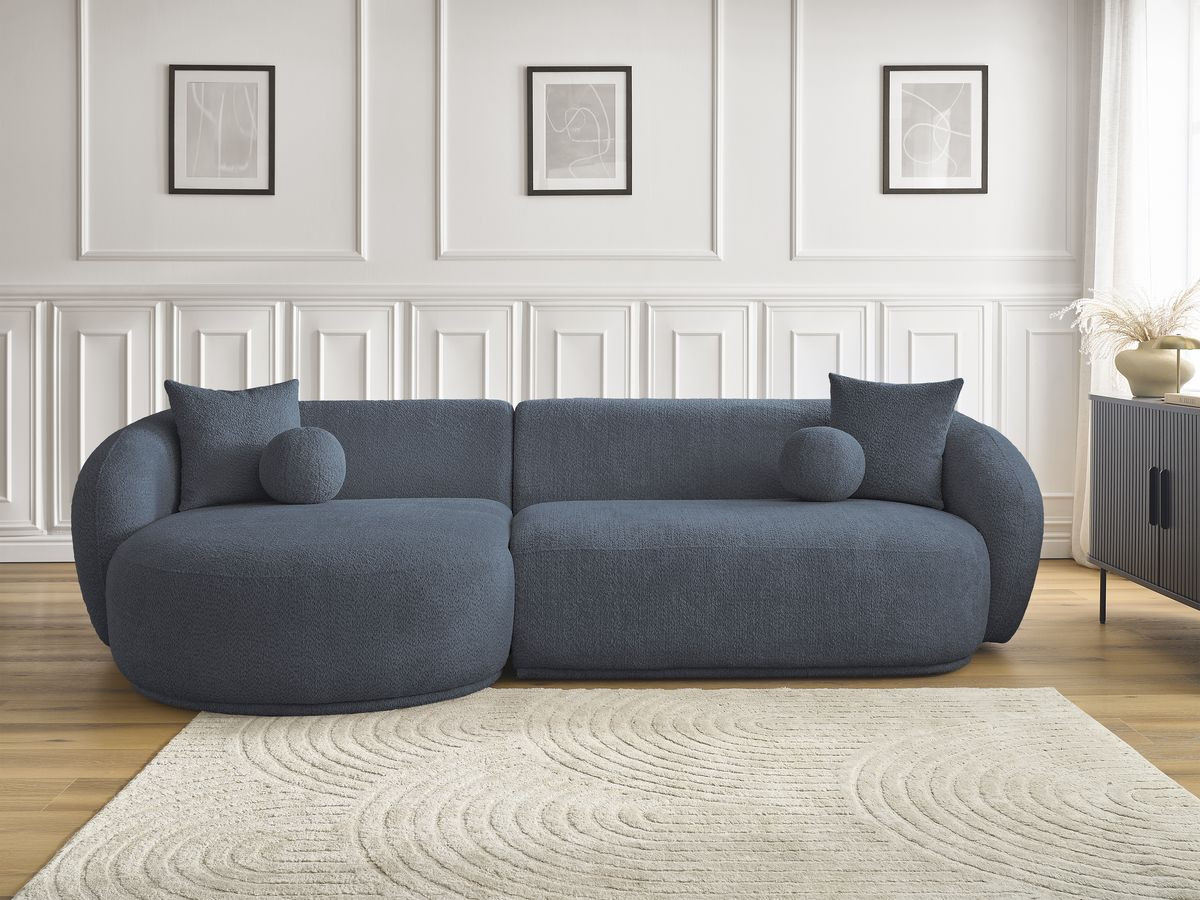 Canapé d'angle fixe ASHLEY bleu foncé angle gauche BOBOCHIC 4 places - Vue supplémentaire 3