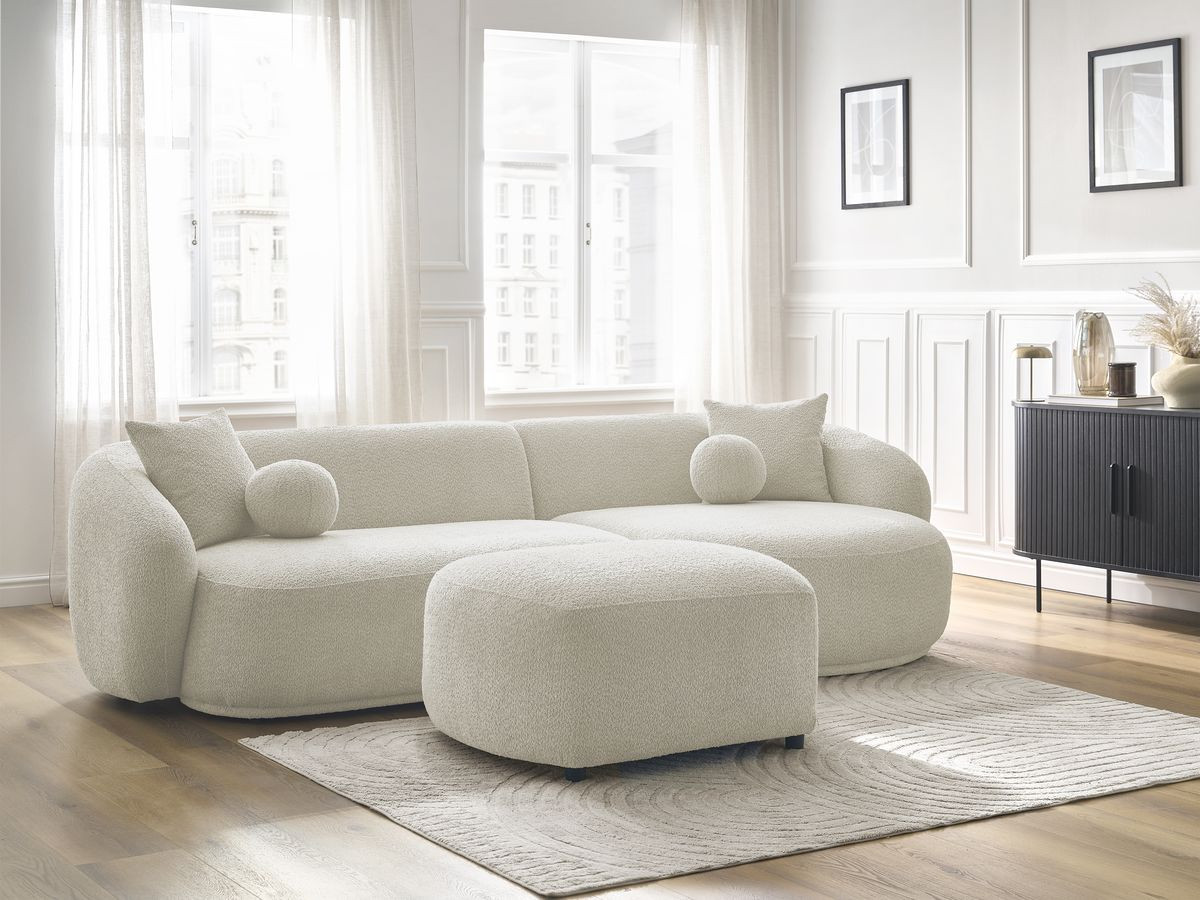 Canapé d'angle ASHLEY avec pouf beige — vue 6