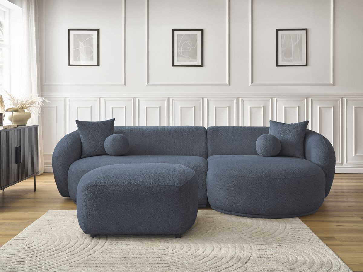 Canapé d'angle ASHLEY avec pouf bleu foncé — vue 5