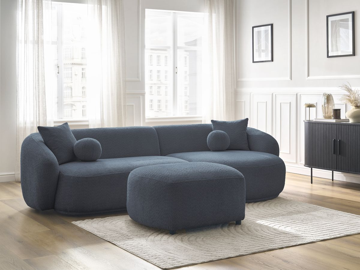 Canapé d'angle ASHLEY avec pouf bleu foncé — vue 6