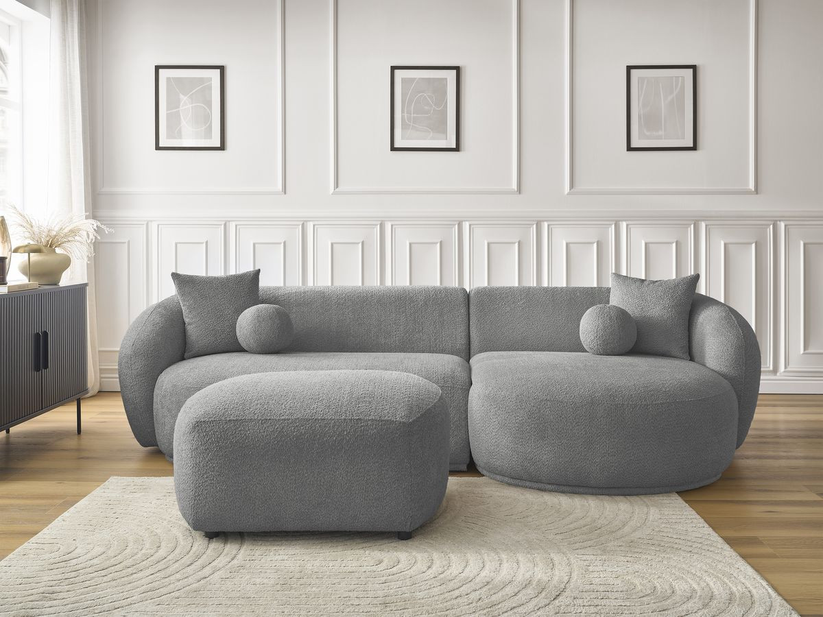 Canapé d'angle ASHLEY avec pouf gris clair — vue 5