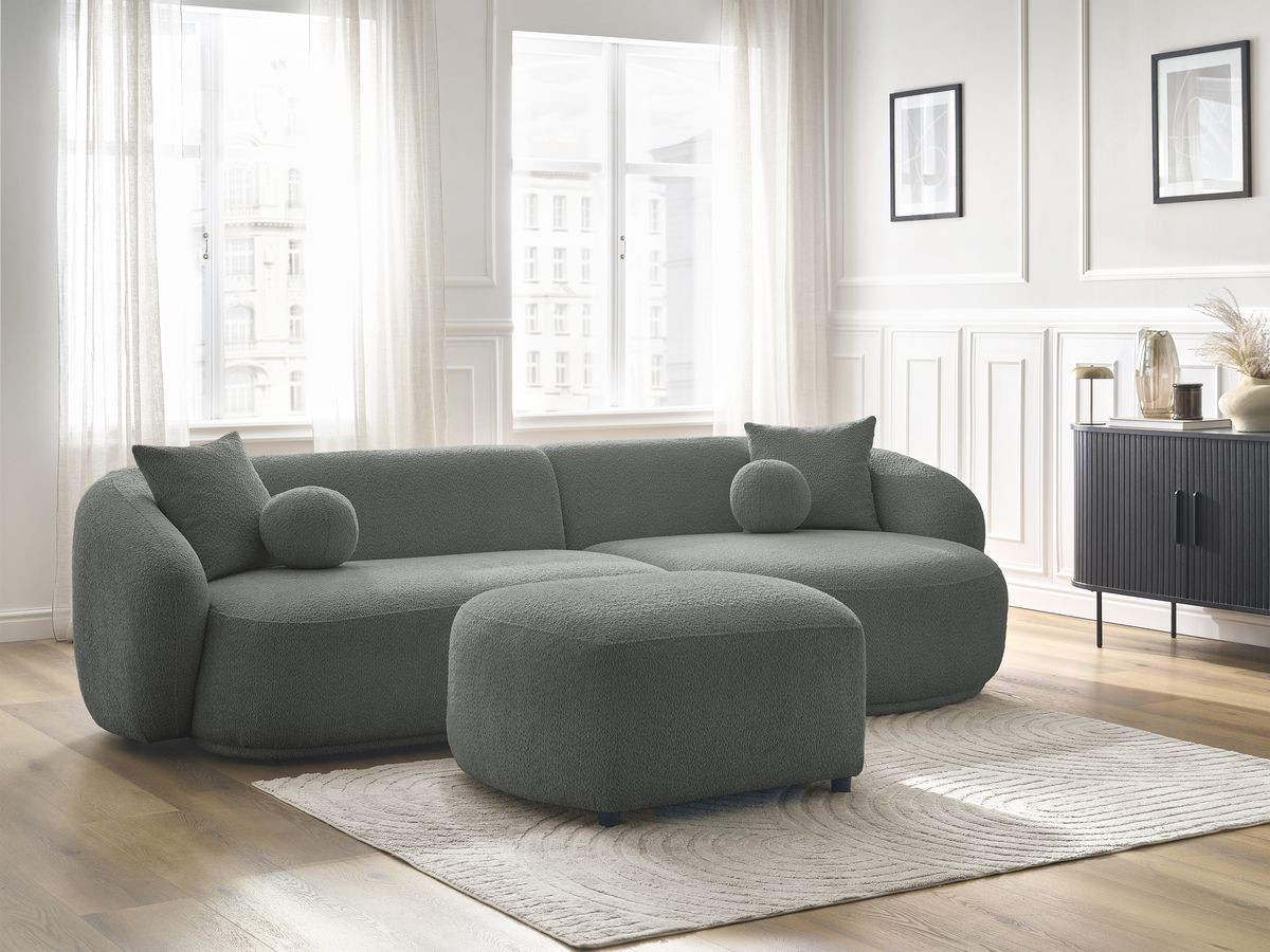 Canapé d'angle ASHLEY avec pouf gris foncé — vue 6