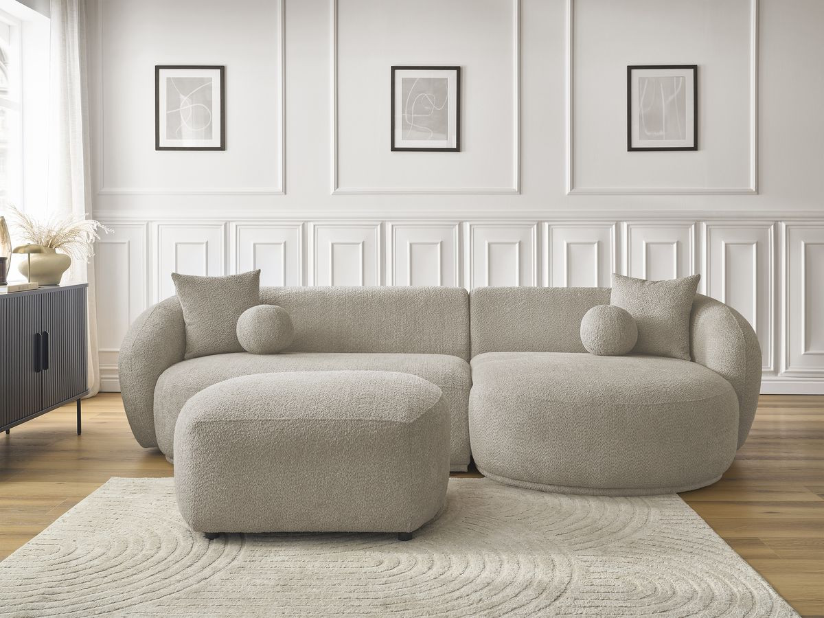 Canapé d'angle ASHLEY avec pouf taupe — vue 5