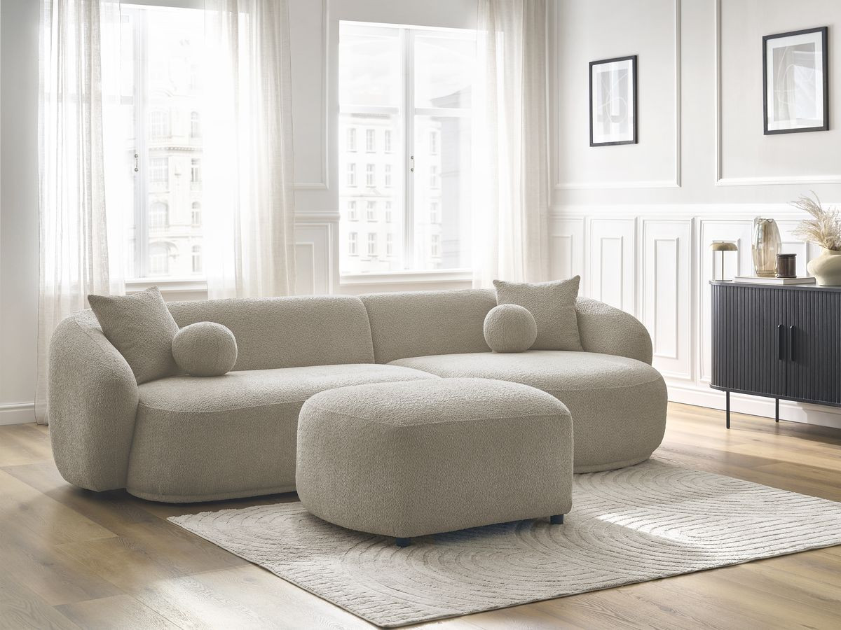 Canapé d'angle ASHLEY avec pouf taupe — vue 6