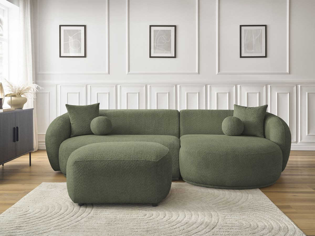 Canapé d'angle ASHLEY avec pouf vert — vue 5