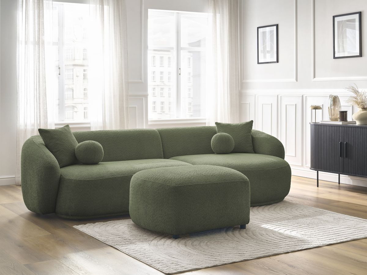 Canapé d'angle ASHLEY avec pouf vert — vue 6