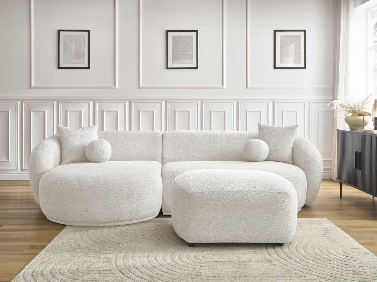 Canapé d'angle ASHLEY avec pouf blanc — vue 5