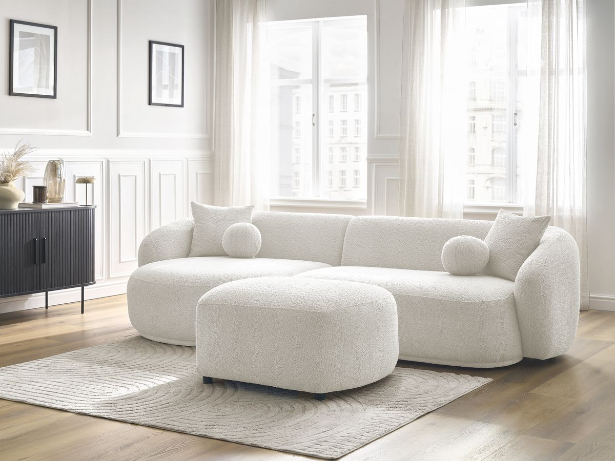Canapé d'angle ASHLEY avec pouf blanc — vue 6