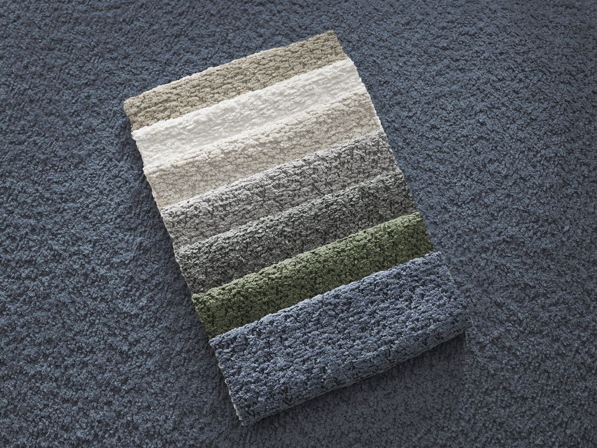 Canapé d'angle fixe ASHLEY avec pouf bleu foncé angle gauche BOBOCHIC 4 places - Vue supplémentaire 2