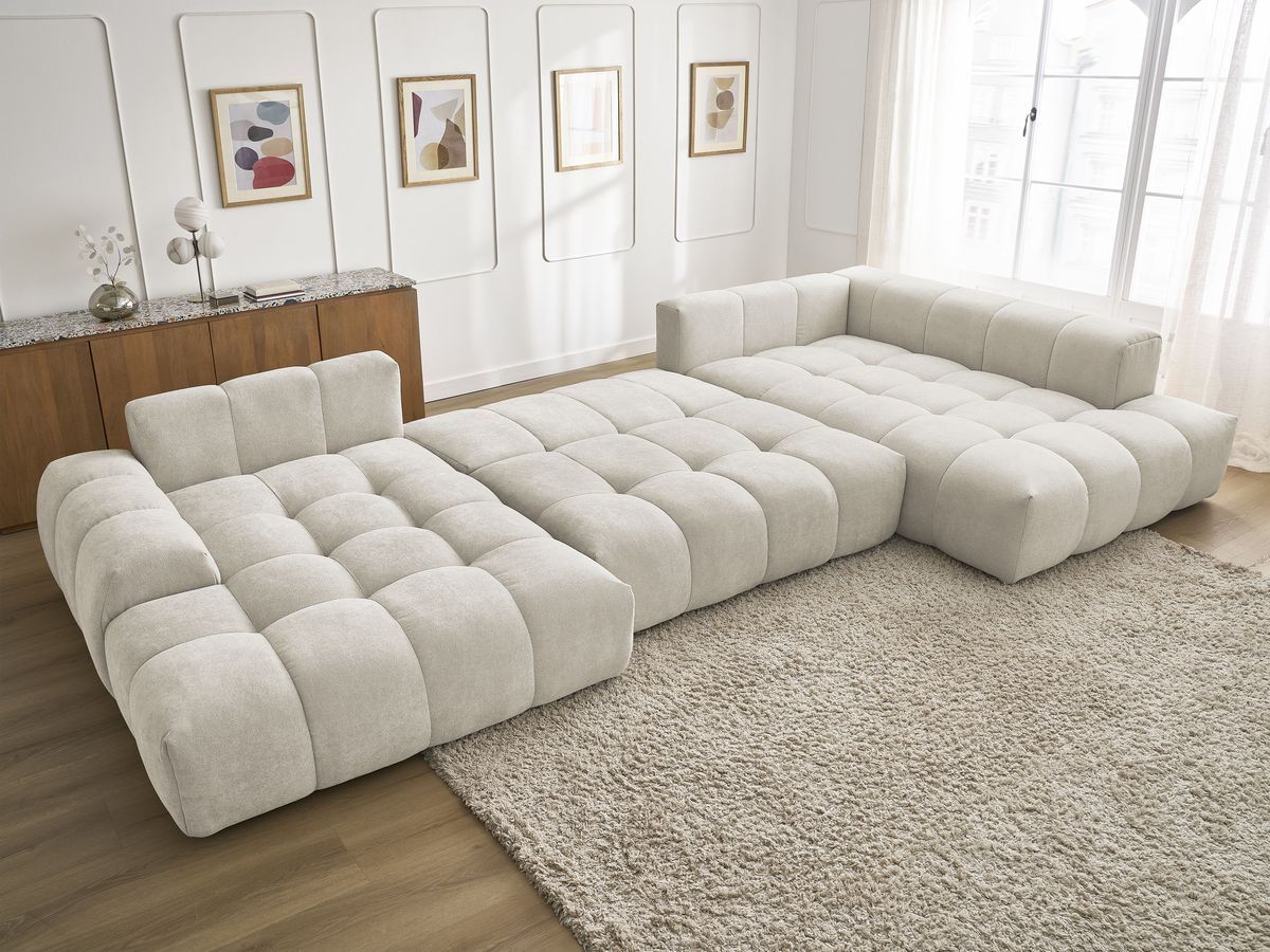 Canapé panoramique convertible coffre EVEREST tissu texturé