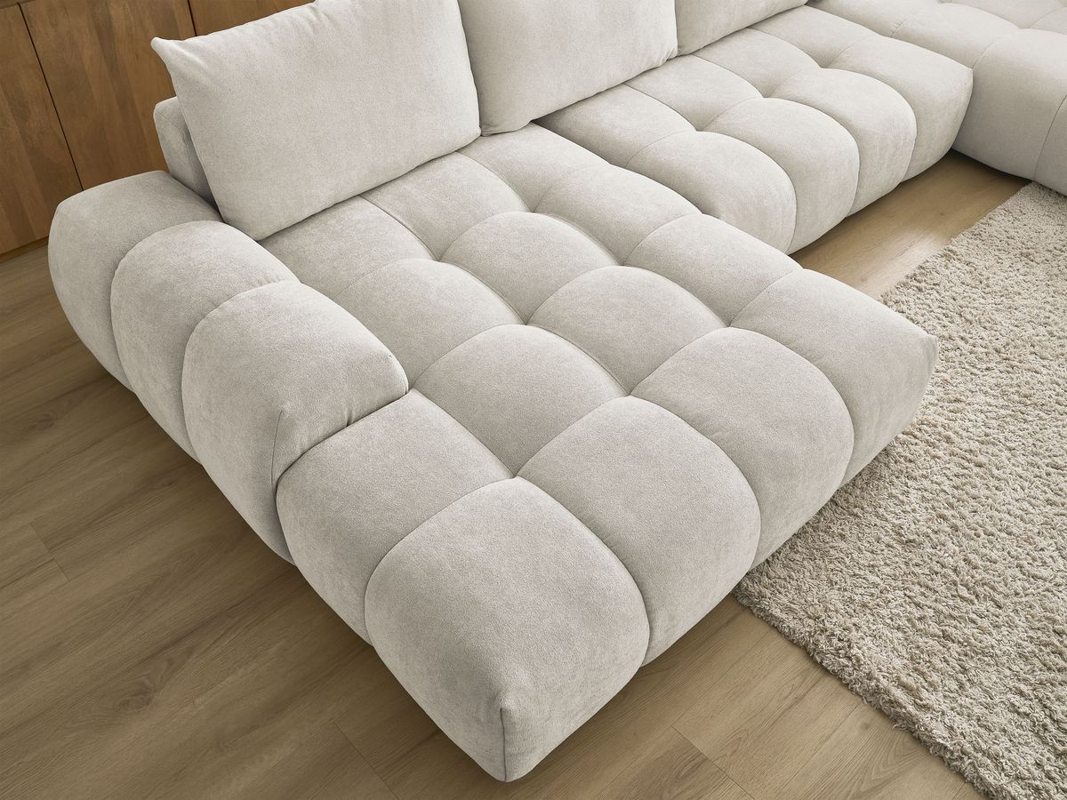 Canapé panoramique convertible coffre EVEREST tissu texturé