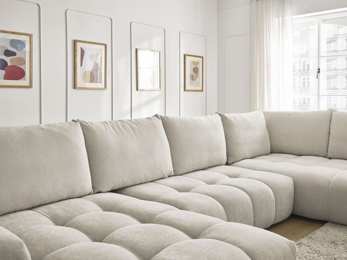 Canapé panoramique convertible coffre EVEREST tissu texturé