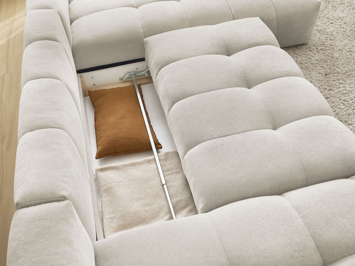 Canapé panoramique convertible coffre EVEREST tissu texturé