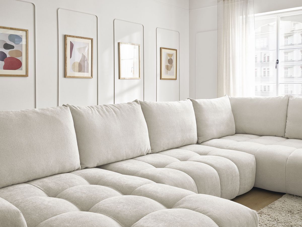 Canapé panoramique convertible coffre EVEREST tissu texturé
